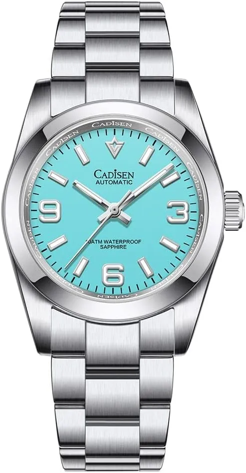 CADISEN Automatic for Men Watch 36MM Sapphire Mechanical Wristwatch Stainless Steel Waterproof Watches Casual Homage
