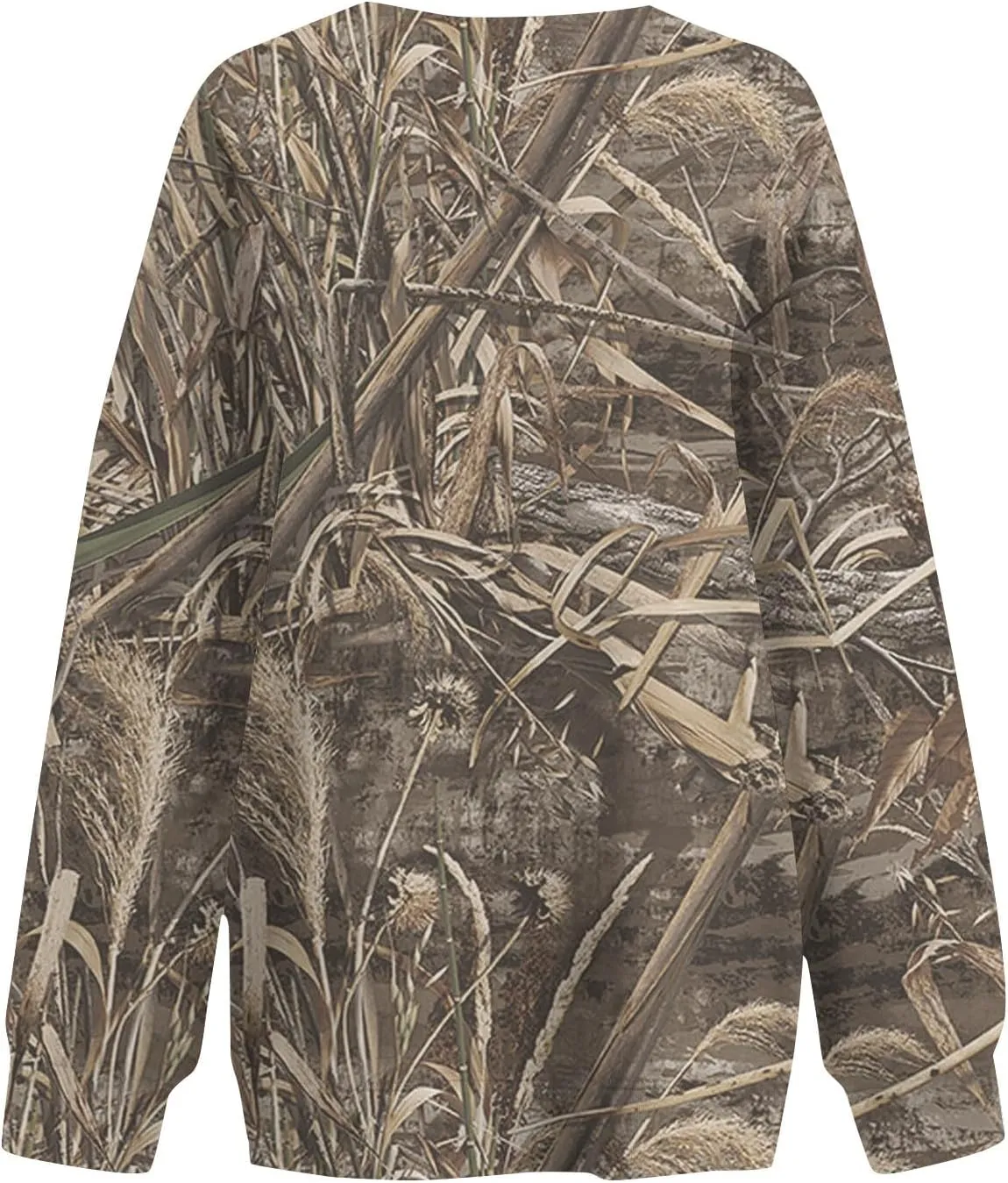 Camo Sweatshirt for Women Maple-Leaf Print Camo Crewneck Sweatshirts Long Sleeve Oversized Sweater Pullover Casual Tops