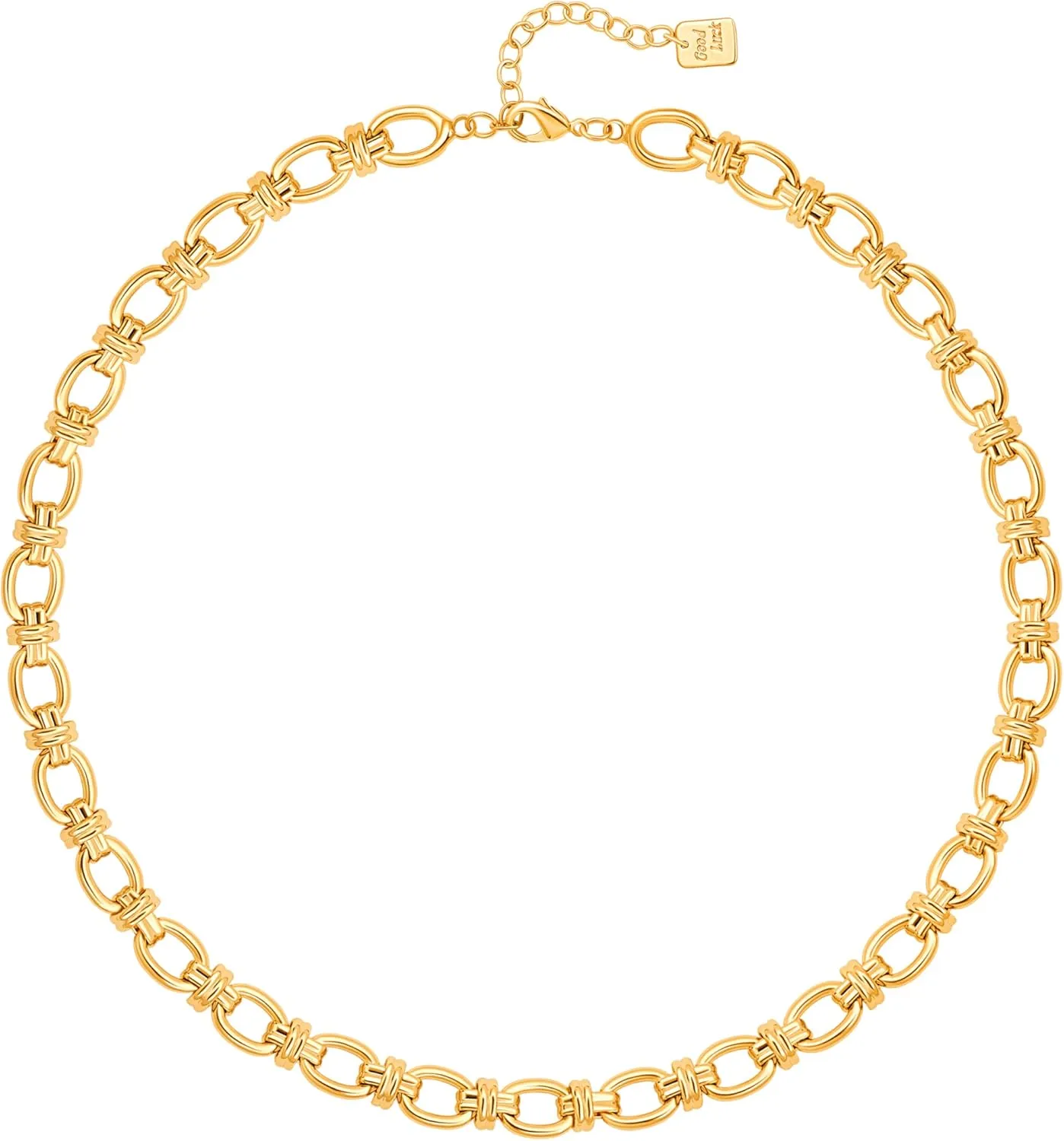 CANEVINKA 18K Gold Plated Chunky Oval Chain Choker Dainty Thick Chain Link Adjustable Layering Jewelry for Women