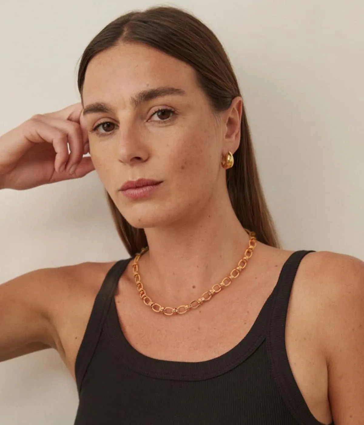 CANEVINKA 18K Gold Plated Chunky Oval Chain Choker Dainty Thick Chain Link Adjustable Layering Jewelry for Women