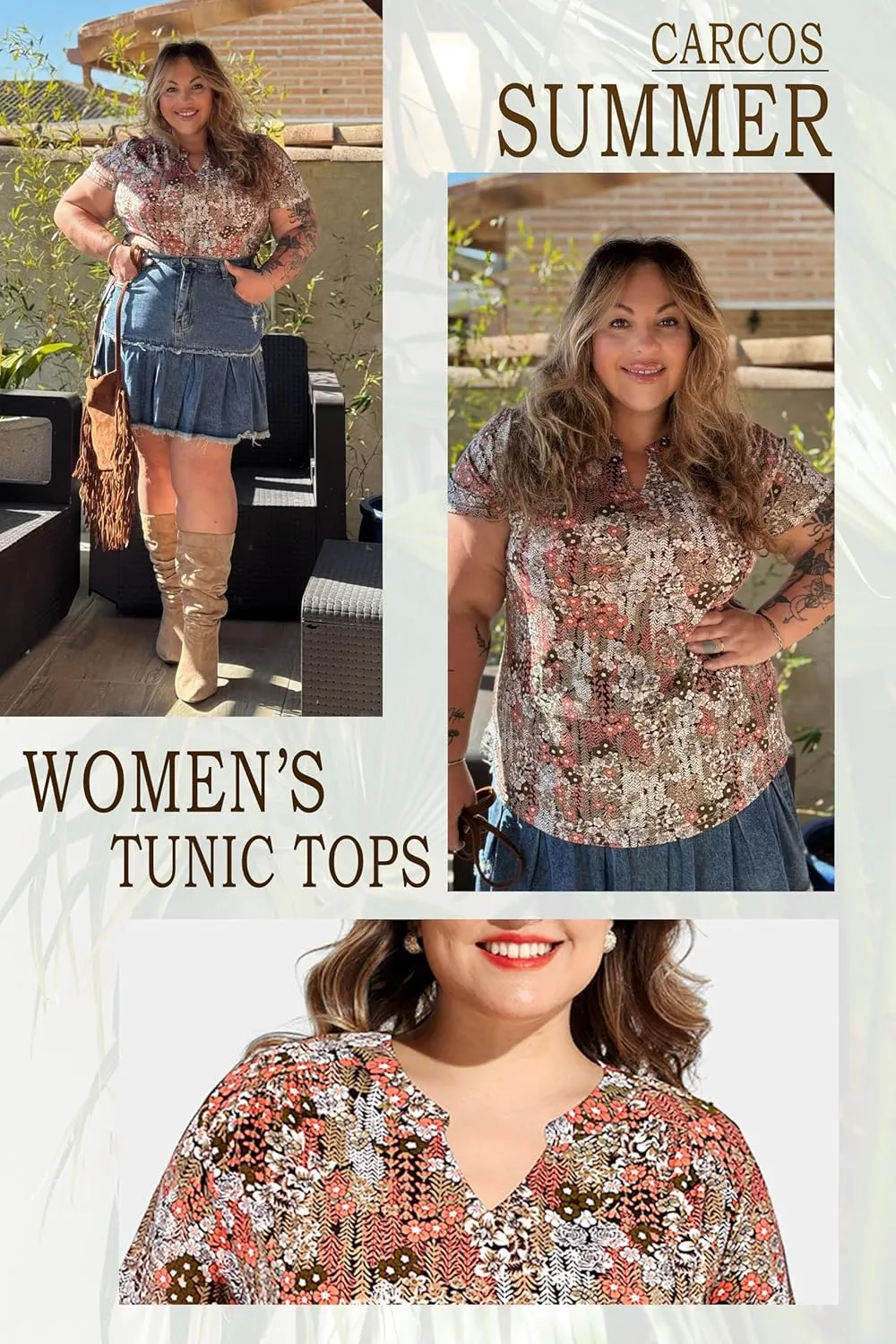 CARCOS Plus Size Tops for Women Summer Short Sleeve V Neck T Shirts Pleated Casual Business Tunic Blouses XL-5XL