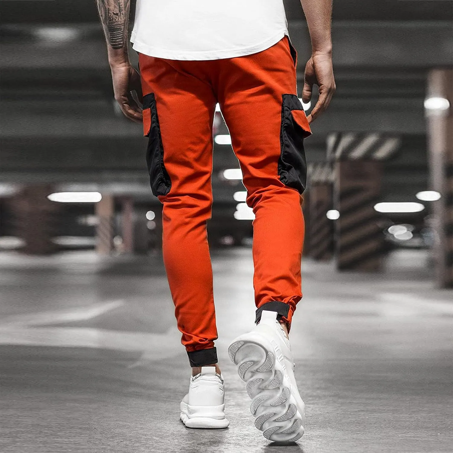 Cargo Pants for Men,Hiking Outdoor Joggers Pants Cotton Drawstring Cargo Pants Twill Track Jogging Sweatpants