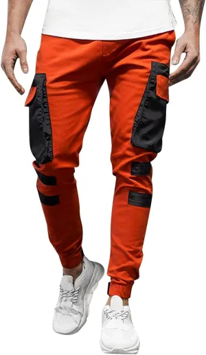 Cargo Pants for Men,Hiking Outdoor Joggers Pants Cotton Drawstring Cargo Pants Twill Track Jogging Sweatpants