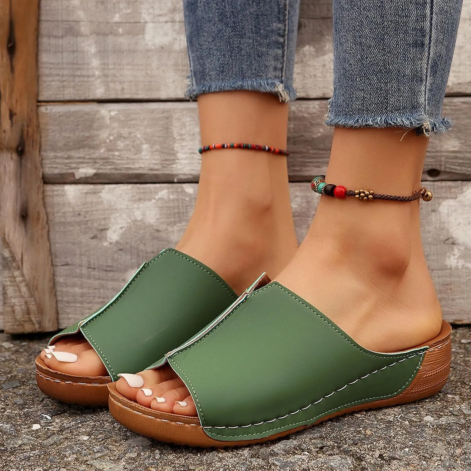 Cathalem Damping Sole Upgradation Stretch Lightweight Sandals, Women Flat Sandals Orthopedic Arch Support Walking Sandals