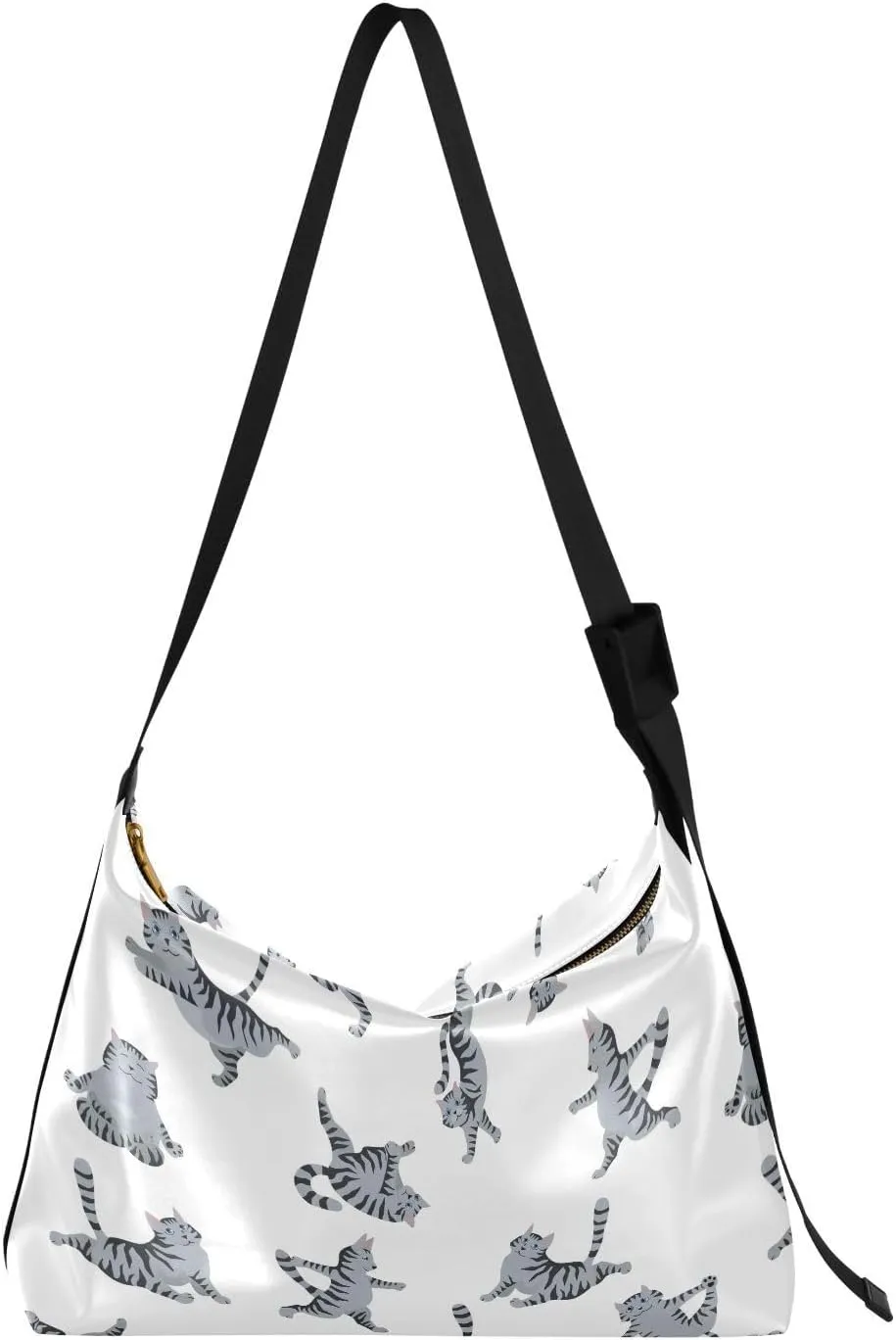 Cats Yoga Exercises Hobo Crossbody Bags for Women Leather Large Shoulder Bag Cross Body Trendy Womens Tote Bags Handbag for Travel Shopping