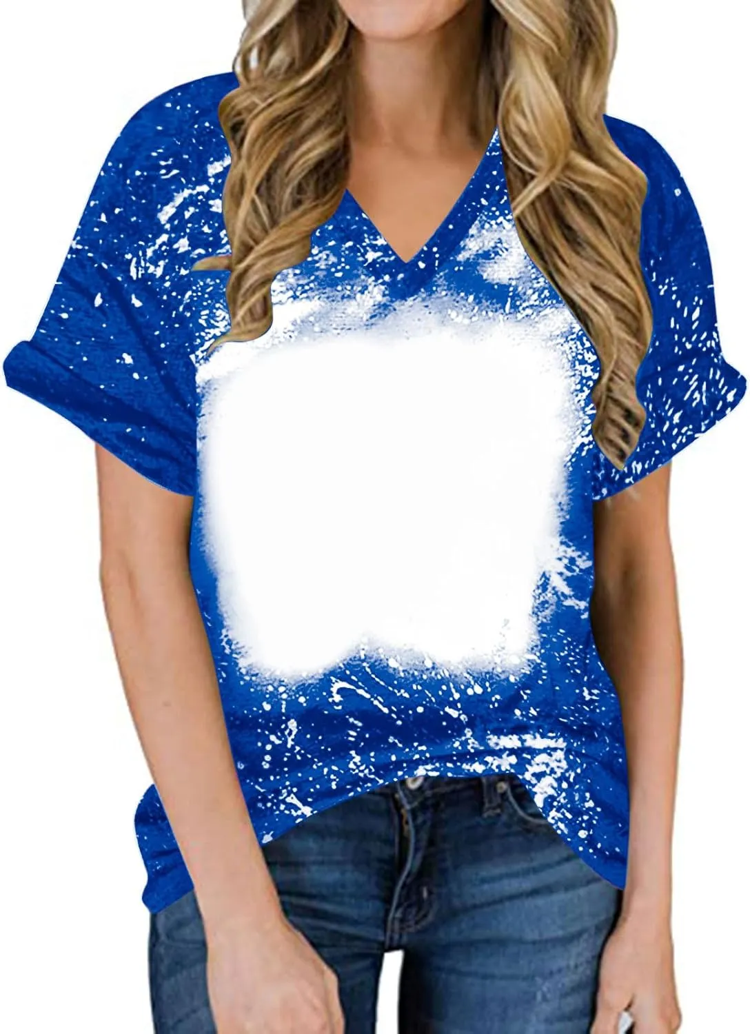 Ceboyel Women Bleached Sublimation T Shirts 2024 Polyester Blanks Tshirts Short Sleeve Cute Graphic Tee Tops Items Clothes