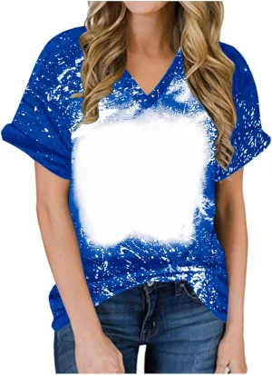 Ceboyel Women Bleached Sublimation T Shirts 2024 Polyester Blanks Tshirts Short Sleeve Cute Graphic Tee Tops Items Clothes