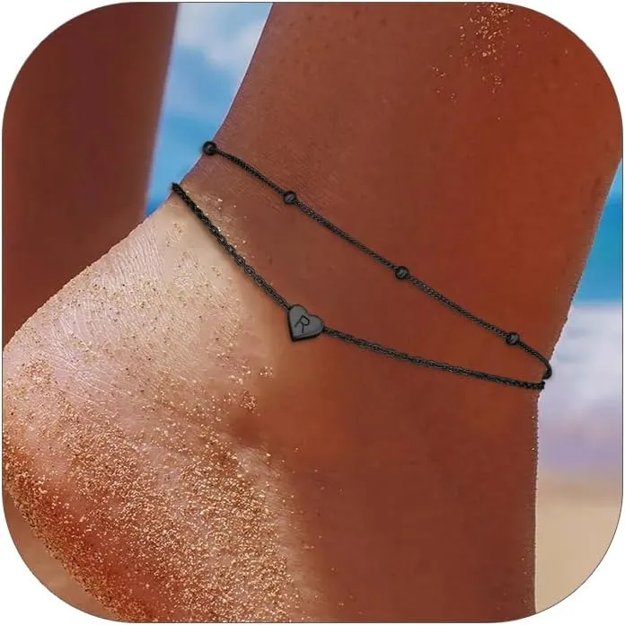 ChicSilver Sterling Silver Anklets for Women 925 Ankle Bracelets for Women Layered Heart Anklet With Beaded Anklets for Women (With Gift Box)