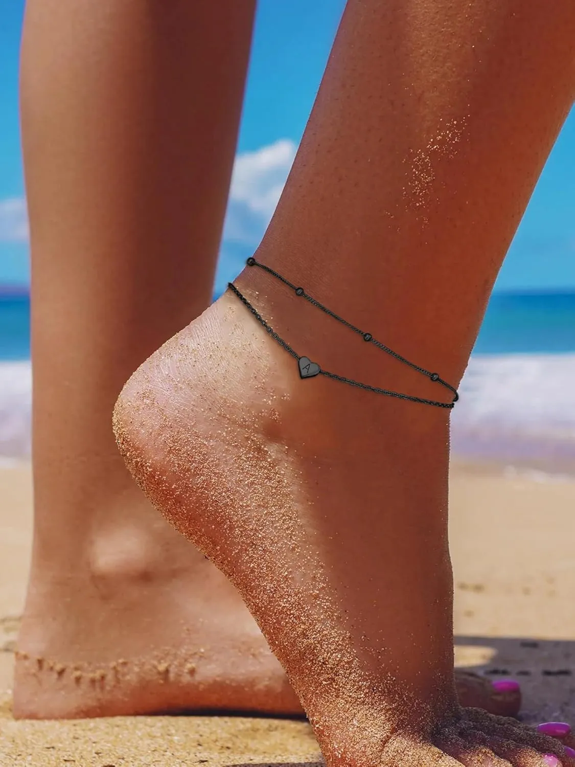 ChicSilver Sterling Silver Anklets for Women 925 Ankle Bracelets for Women Layered Heart Anklet With Beaded Anklets for Women (With Gift Box)