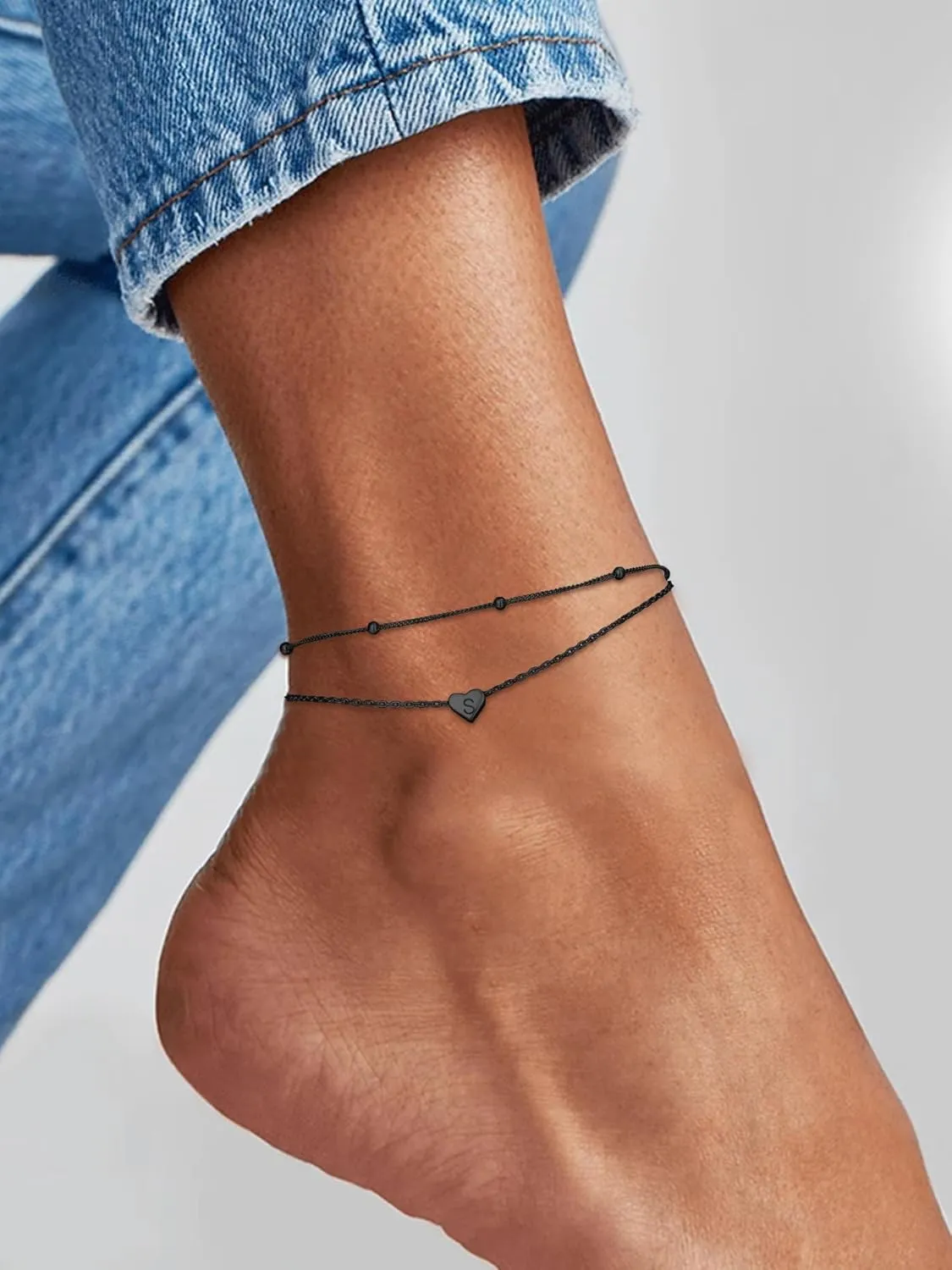 ChicSilver Sterling Silver Anklets for Women 925 Ankle Bracelets for Women Layered Heart Anklet With Beaded Anklets for Women (With Gift Box)