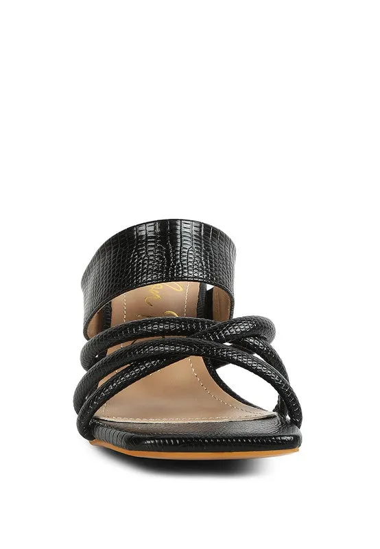 Chiri Criss Cross Strap Spool Heel Sandals
