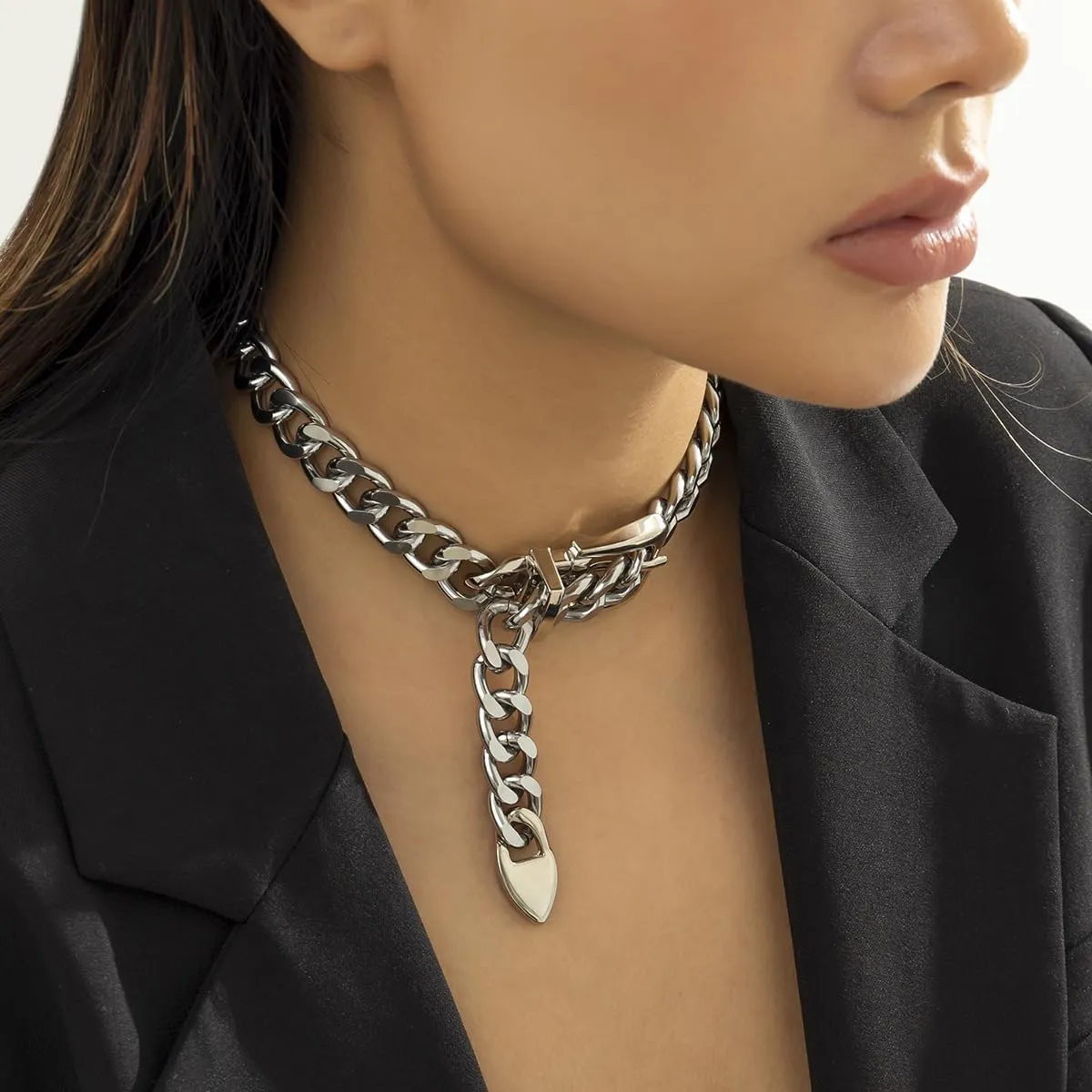 Chunky Chain Belt Necklace for Women Chunky Gold Cuban Chain Choker Necklaces Punk Style Thick Link Belts Chain Necklaces Jewelry for Men