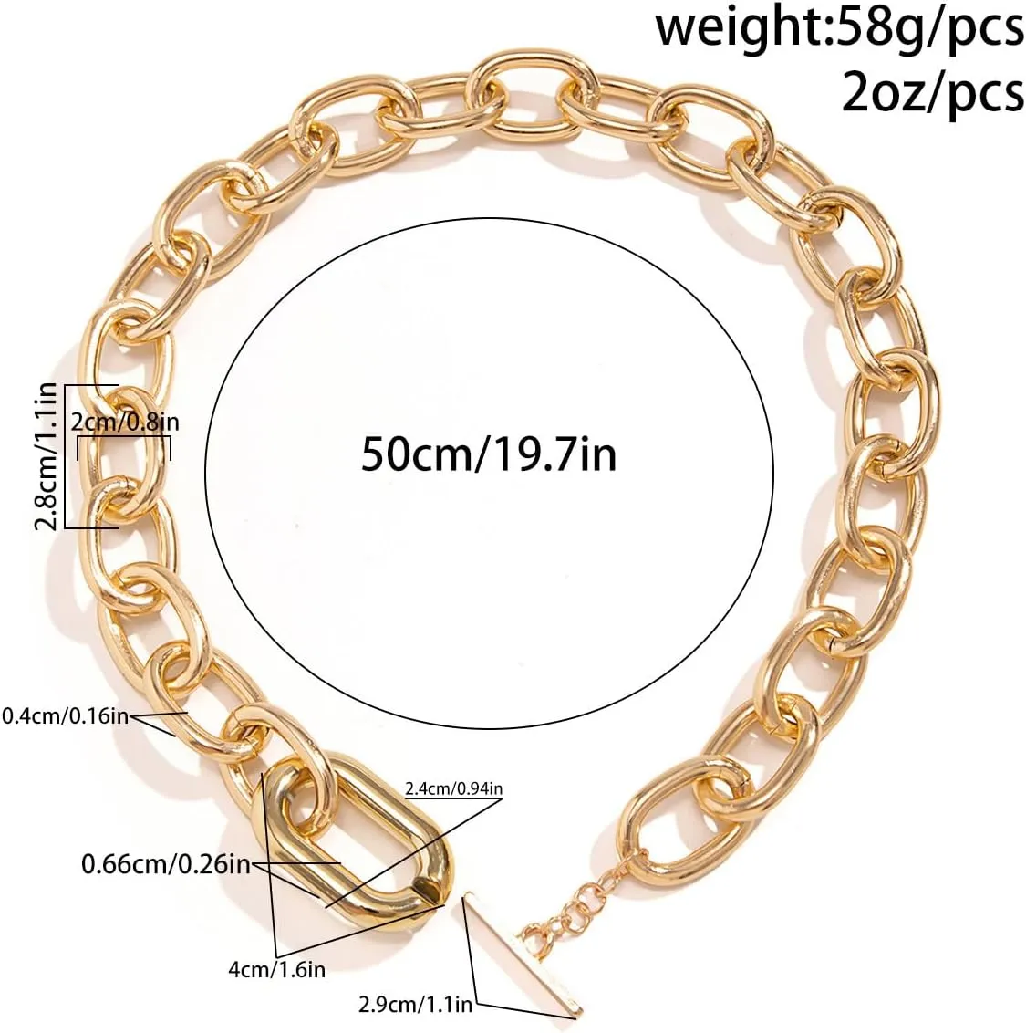 Chunky Choker Necklaces Gold/Silver Statement Necklace for Women Cuban Link Chain Pendant Necklace Prom Jewelry Present 90s Freaknik Outfit Accessories for Women