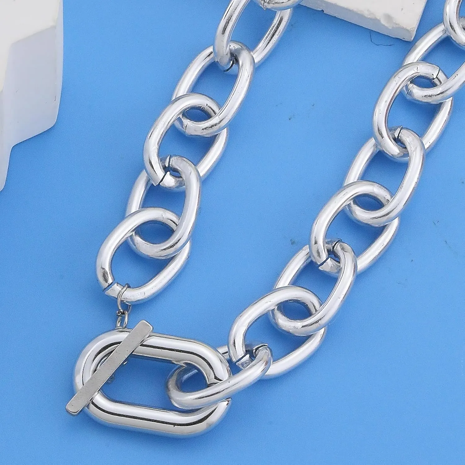 Chunky Choker Necklaces Gold/Silver Statement Necklace for Women Cuban Link Chain Pendant Necklace Prom Jewelry Present 90s Freaknik Outfit Accessories for Women