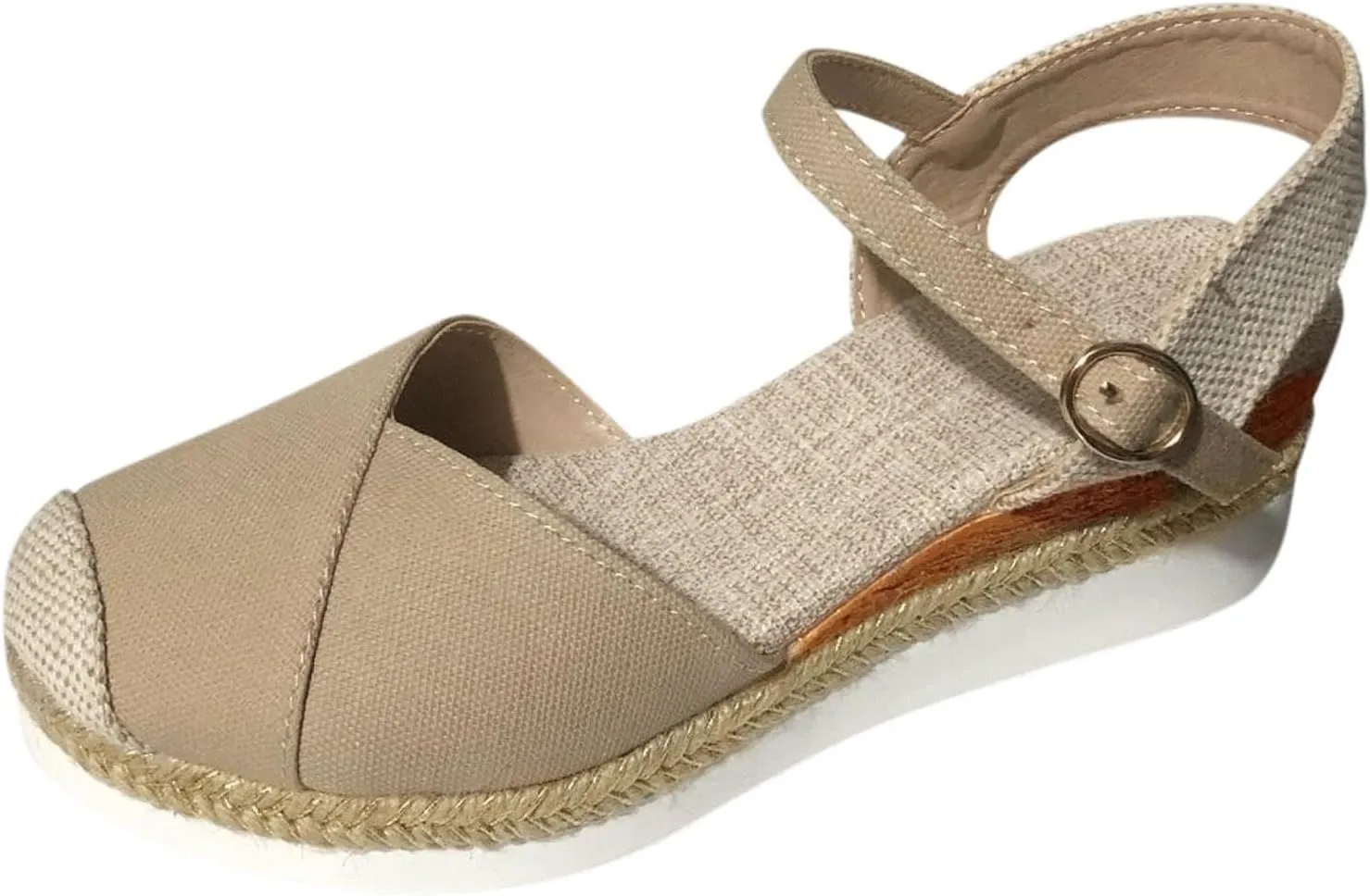 Closed Toe Platform Sandals Summer Comfort Foam Wedge Solid Cross Vamp Ankle Strap Espadrilles Wedges Heel Spring Shoes 2025 Dressy Sandals Comfortable Anti Slip Casual with Adjustable Buckle