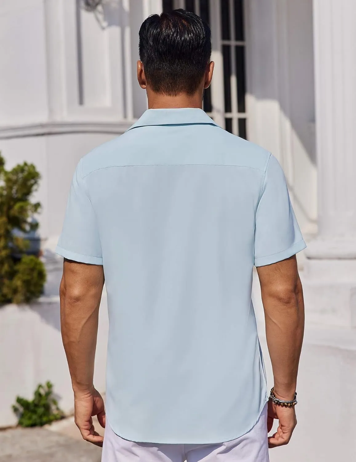 COOFANDY Mens Button Down Shirts Short Sleeve Stain Shield Dress Shirts Business Casual Shirt with Pocket