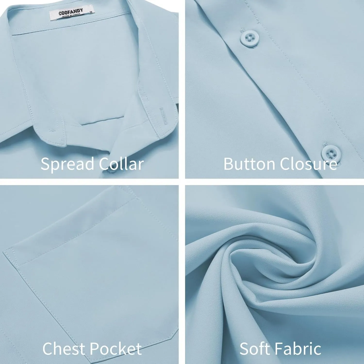 COOFANDY Mens Button Down Shirts Short Sleeve Stain Shield Dress Shirts Business Casual Shirt with Pocket