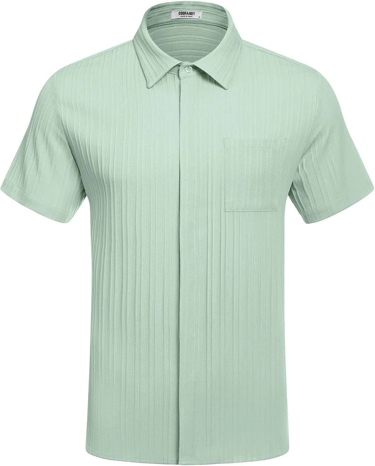 COOFANDY Mens Casual Shirts Short Sleeve Button Down Shirts Fashion Textured Summer Beach Shirt