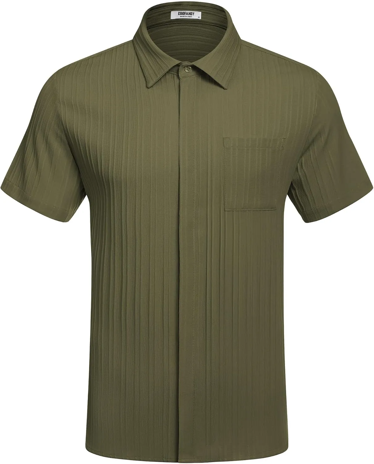 COOFANDY Mens Casual Shirts Short Sleeve Button Down Shirts Fashion Textured Summer Beach Shirt