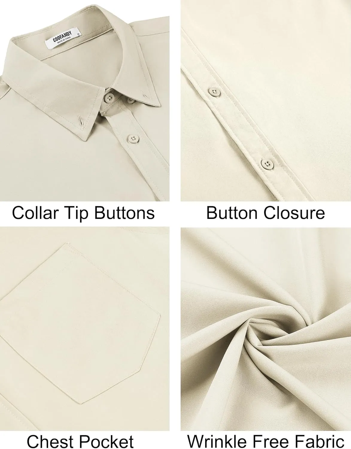 COOFANDY Men's Short Sleeve Button Down Shirts Casual Summer Untucked Wrinkle Free Dress Shirts with Pocket