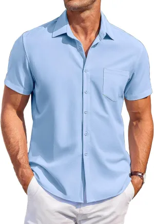 COOFANDY Mens Short Sleeve Shirts Casual Button Down Shirts Summer Beach Shirt Wrinkle Free