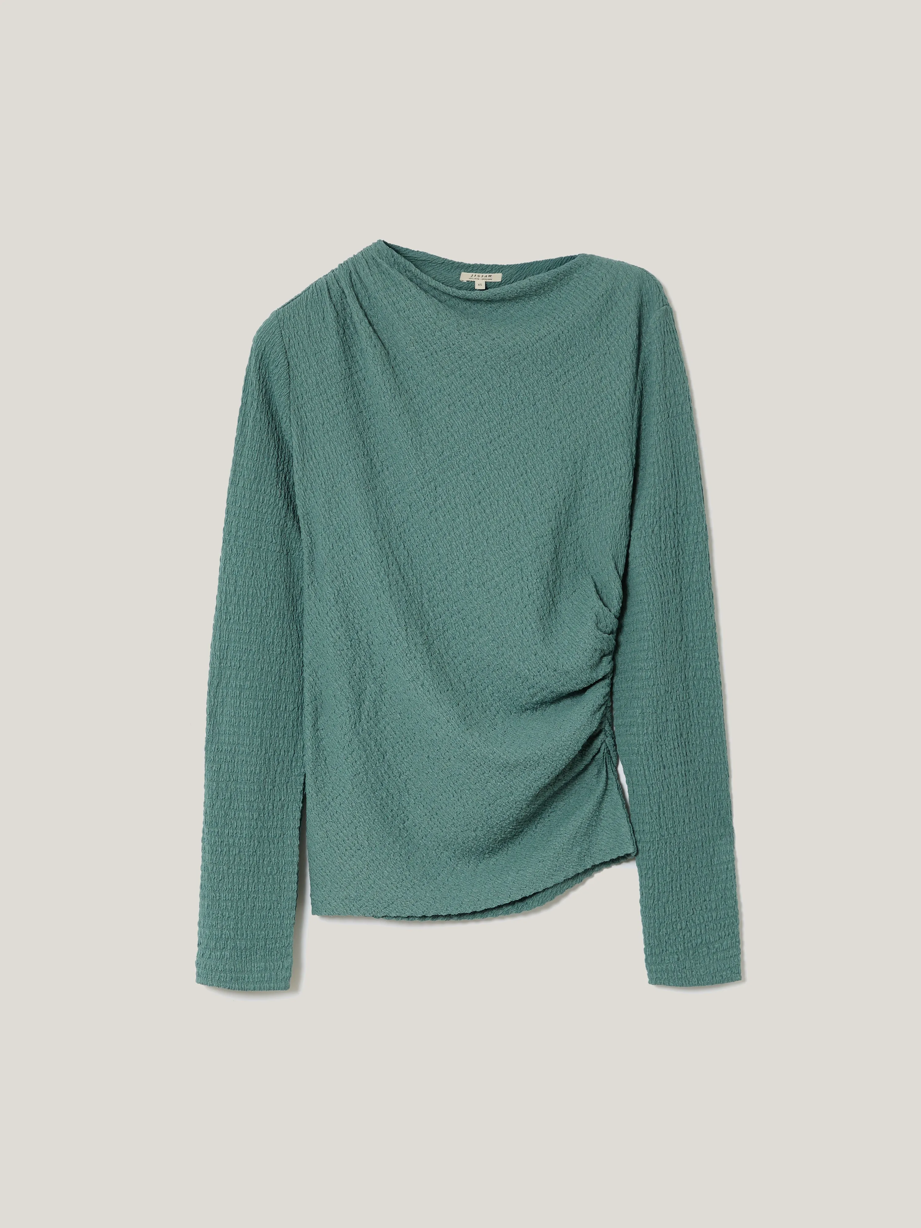 Crinkle Jersey Drape Top | Blue