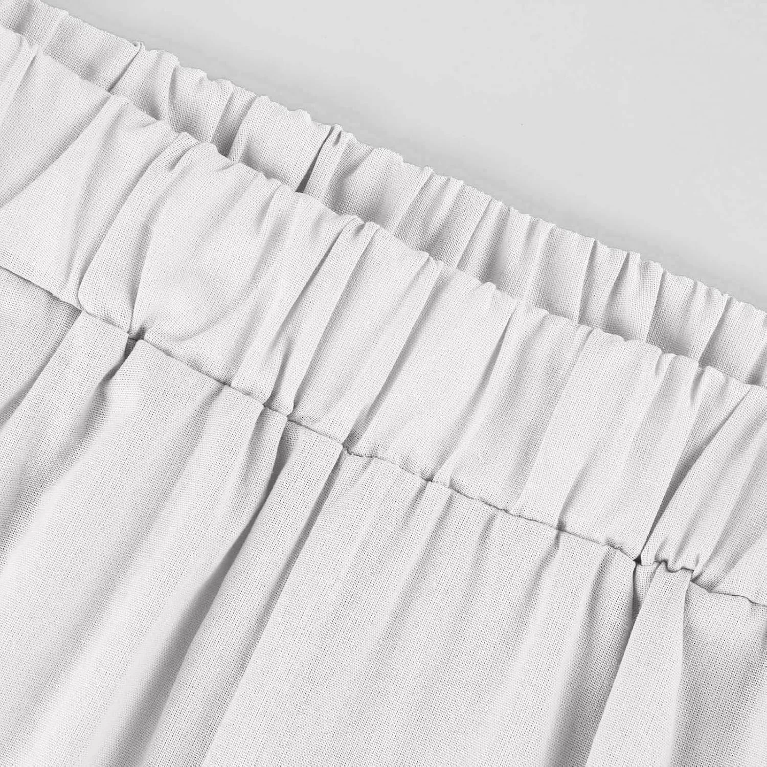 Cropped Linen Pants Women Plus Size Lightweight Summer Pants Straight Wide Leg Crop Pants Beach Pants with Pockets