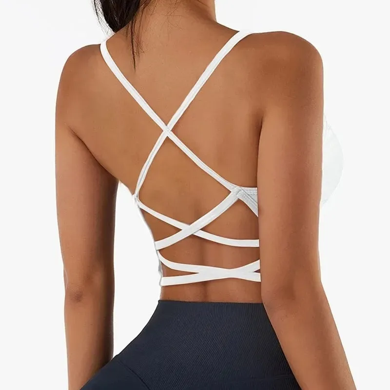 Cross Strap Push Up Sports Bra for Women