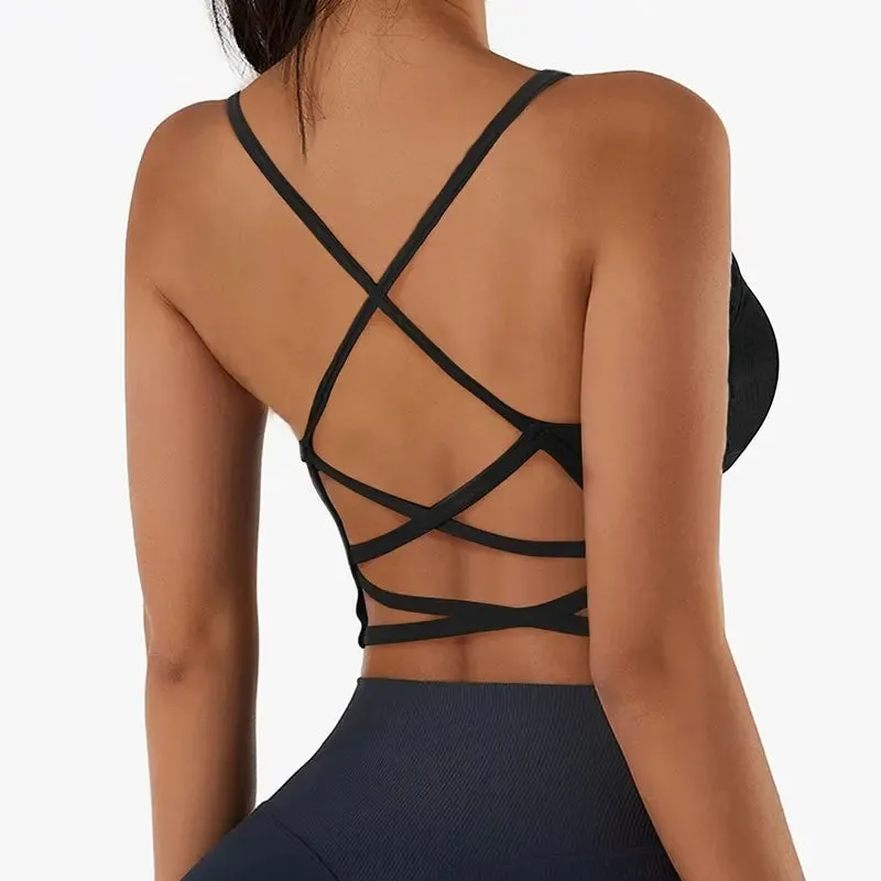 Cross Strap Push Up Sports Bra for Women