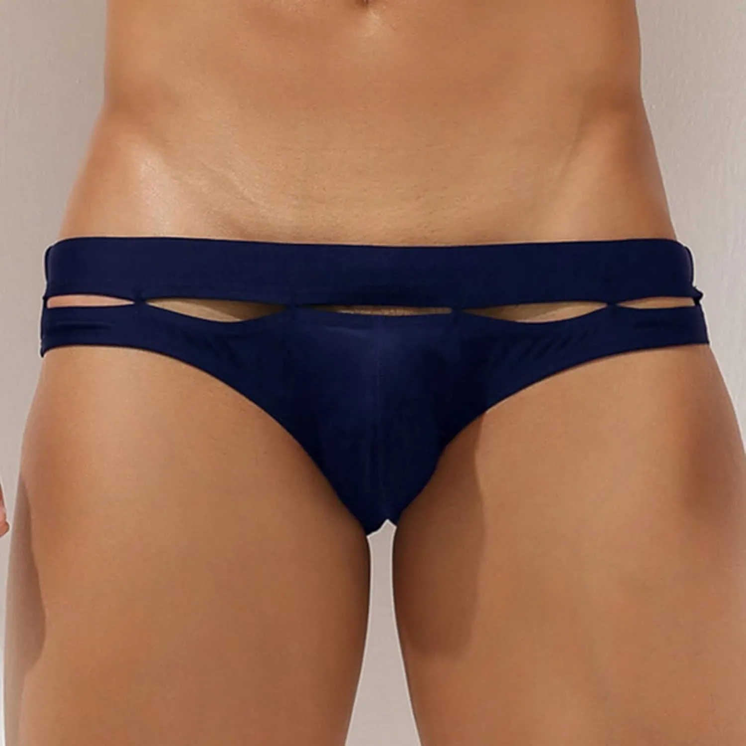 Ctreela Personalized Bikini Undies for Men Low Rise Sexy Cut Out Briefs Micro Bikinis Swim Briefs Hollow Out Underwear