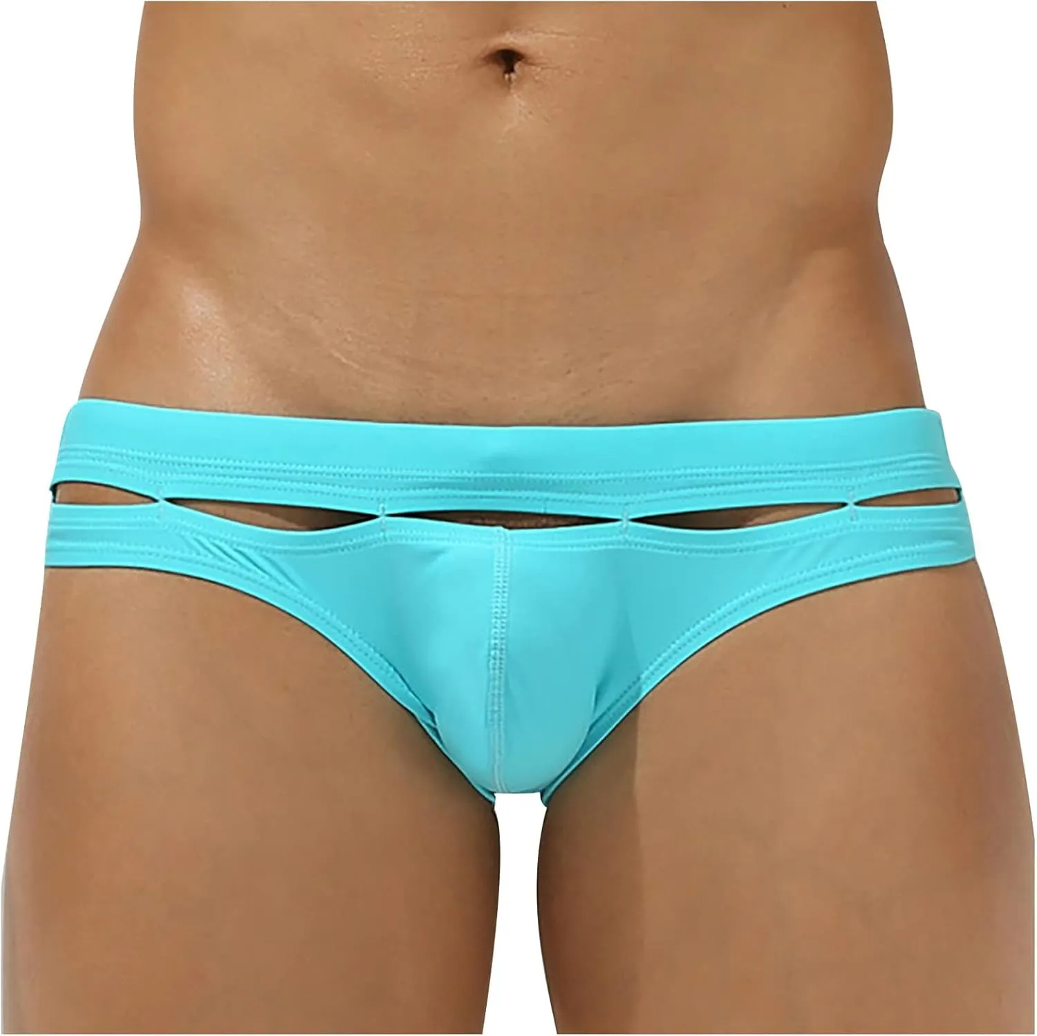 Ctreela Personalized Bikini Undies for Men Low Rise Sexy Cut Out Briefs Micro Bikinis Swim Briefs Hollow Out Underwear