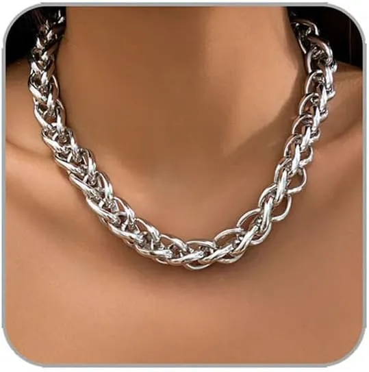 Cuban Chunky Necklaces for Women Vintage Chain Necklace Gold Link Statement Necklace Punk Choker Necklaces Freaknik Outfit Accessories Fashion Jewelry