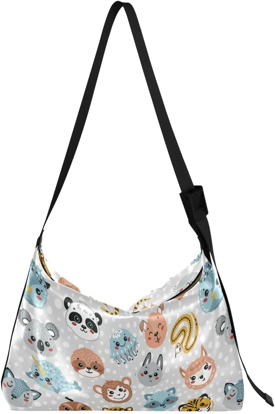 Cute Animal Heads Hobo Crossbody Bags for Women Leather Large Shoulder Bag Cross Body Trendy Womens Tote Bags Handbag for Travel Shopping