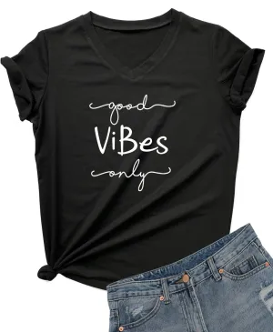 DANVOUY Womens Causal Short Sleeve V-Neck T-Shirt Graphic Tees