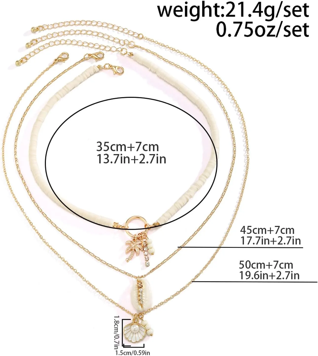 Dcfywl731 Seashell Necklace for Women Gold Shell Necklaces Layered Starfish Charm Necklace Beach Jewelry for Women Summer Outfits Accessories Gifts