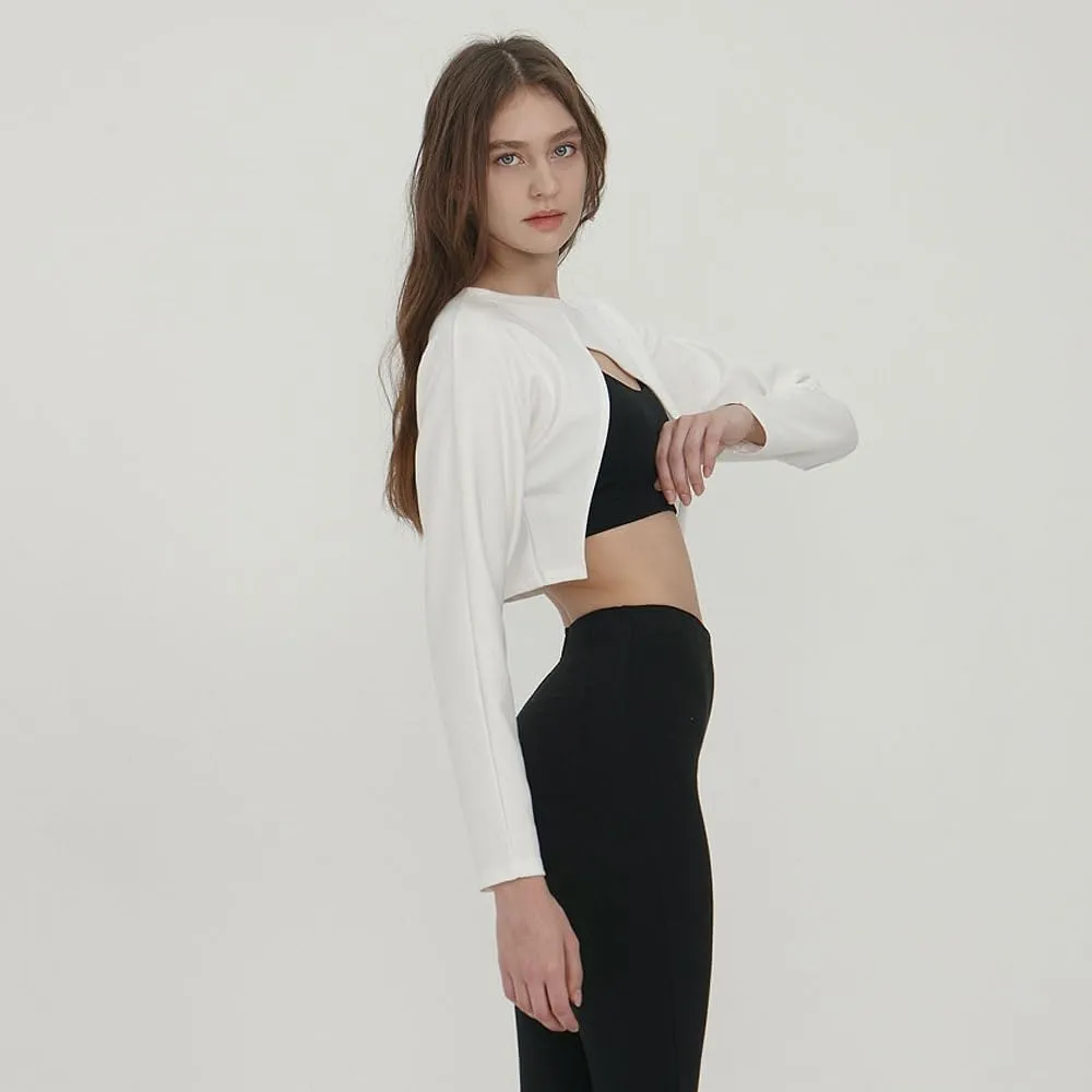 Deviwear Pilates Unbalanced Bolero Active Long Sleeve Coverup Tshirt Yoga Gymwear ecofriendly Fabric Cropped Top DEVI-T0088