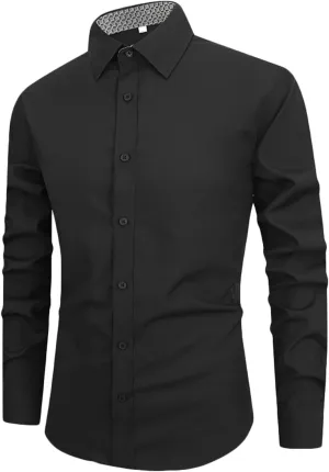 Dgoopd Business Dress Shirts for Men Wrinkle Resistant Button Down Shirt Long Sleeve Regular Fit Dress Shirts