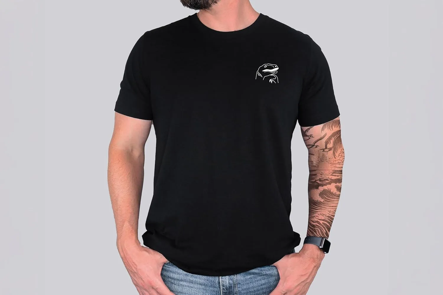 Dinosaur Meme Graphic T-Shirt, Unisex Short Sleeve, Black