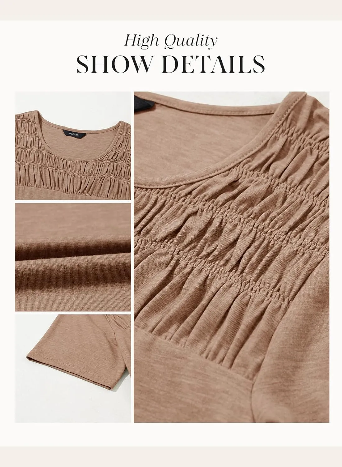 Dokotoo Women's Short Sleeve Tops Casual Summer Lightweight Crewneck Solid Color Basic Loose T Shirts Blouses