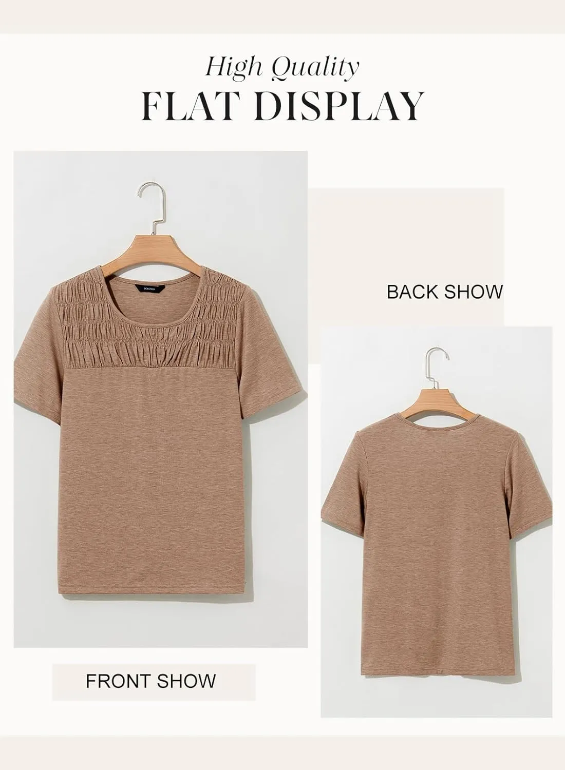 Dokotoo Women's Short Sleeve Tops Casual Summer Lightweight Crewneck Solid Color Basic Loose T Shirts Blouses