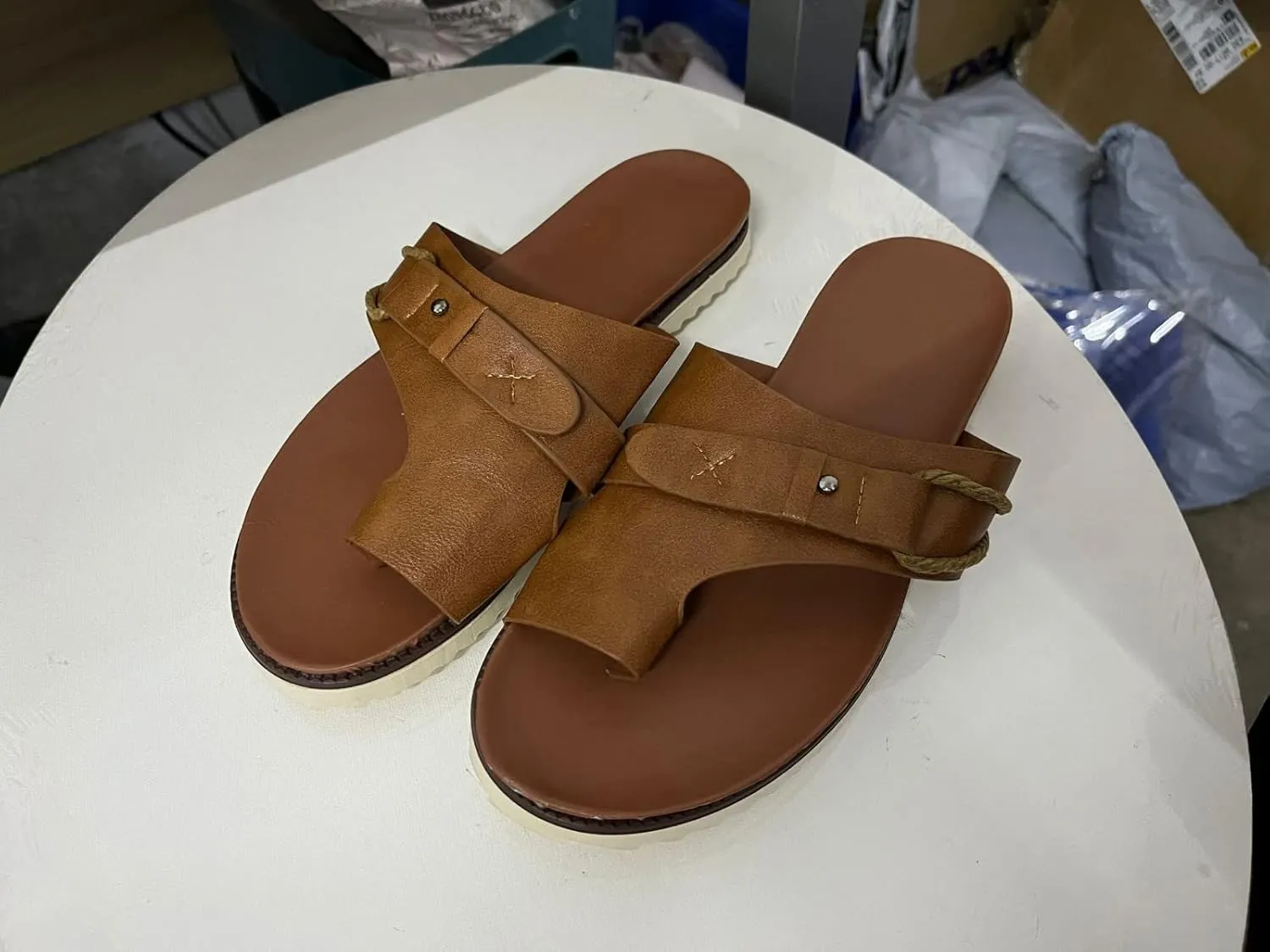 Eduavar Sandals for Women Dressy Summer, Flat Sandals for Women Summer Ring Toe Flip Flops Breathable Travel Beach Sandals