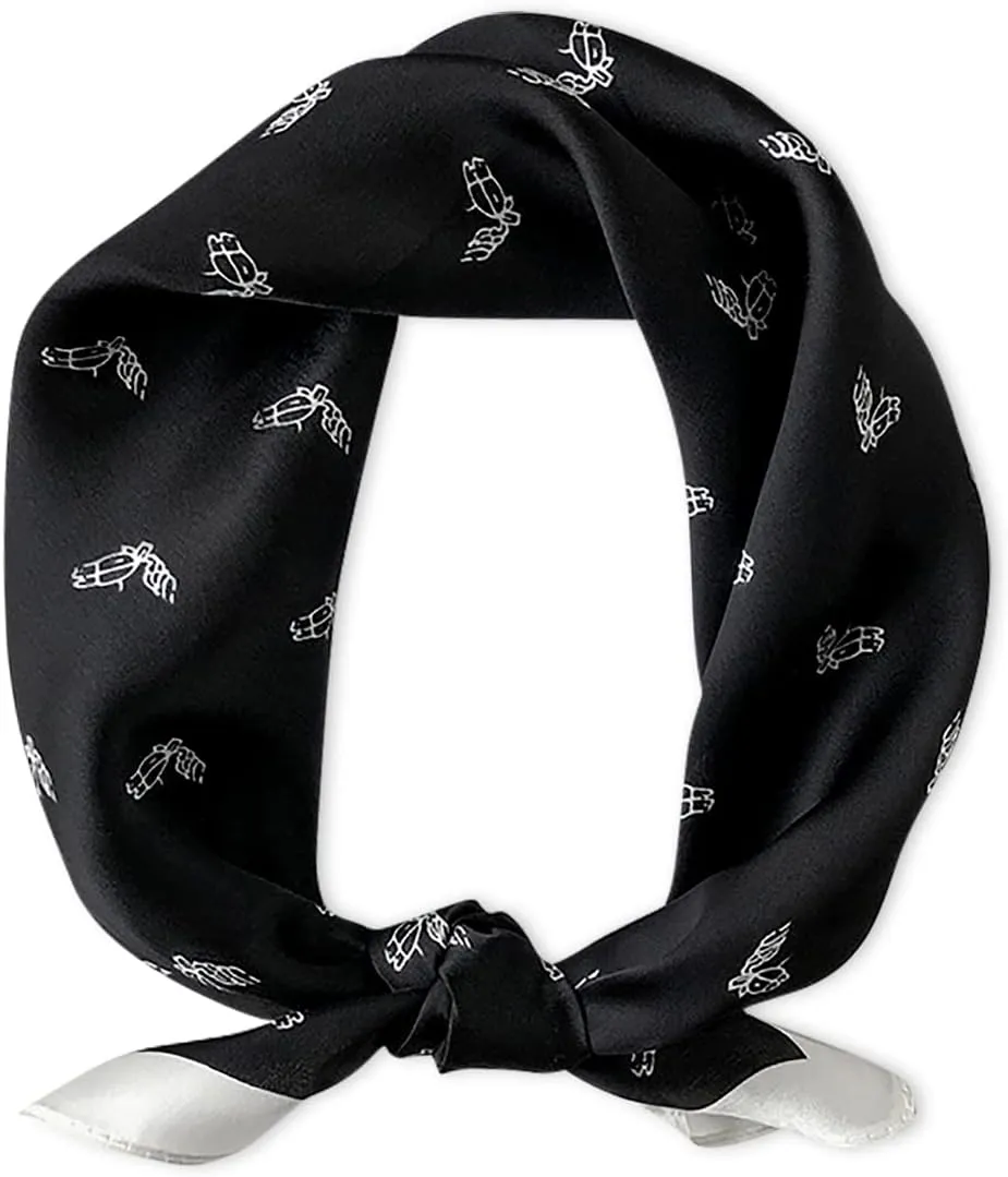 Elegant Soft Wraps Ladies Scarves,Silk Scarf Women Square Scarves Classic Houndstooth Plaid Pattern Retro Horse Printed Soft Satin Small Scarves Decorative Hairband Multi-Functional Neck Scarf Neckerc