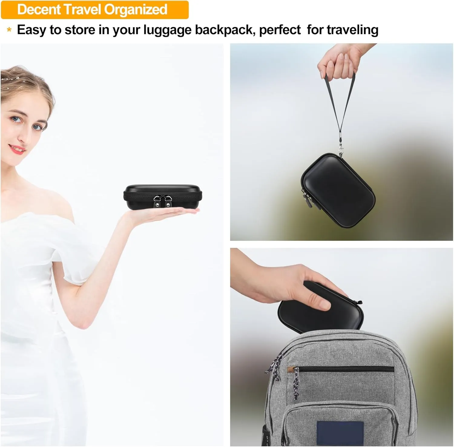 Elonbo Carrying Case for Canon Ivy 2 Mini/Canon Ivy Mini Photo Printer, Portable Bluetooth Instant Camera Printer Storage Holder Trave Bag, Mesh Bag fits Photo Paper Cable, Black