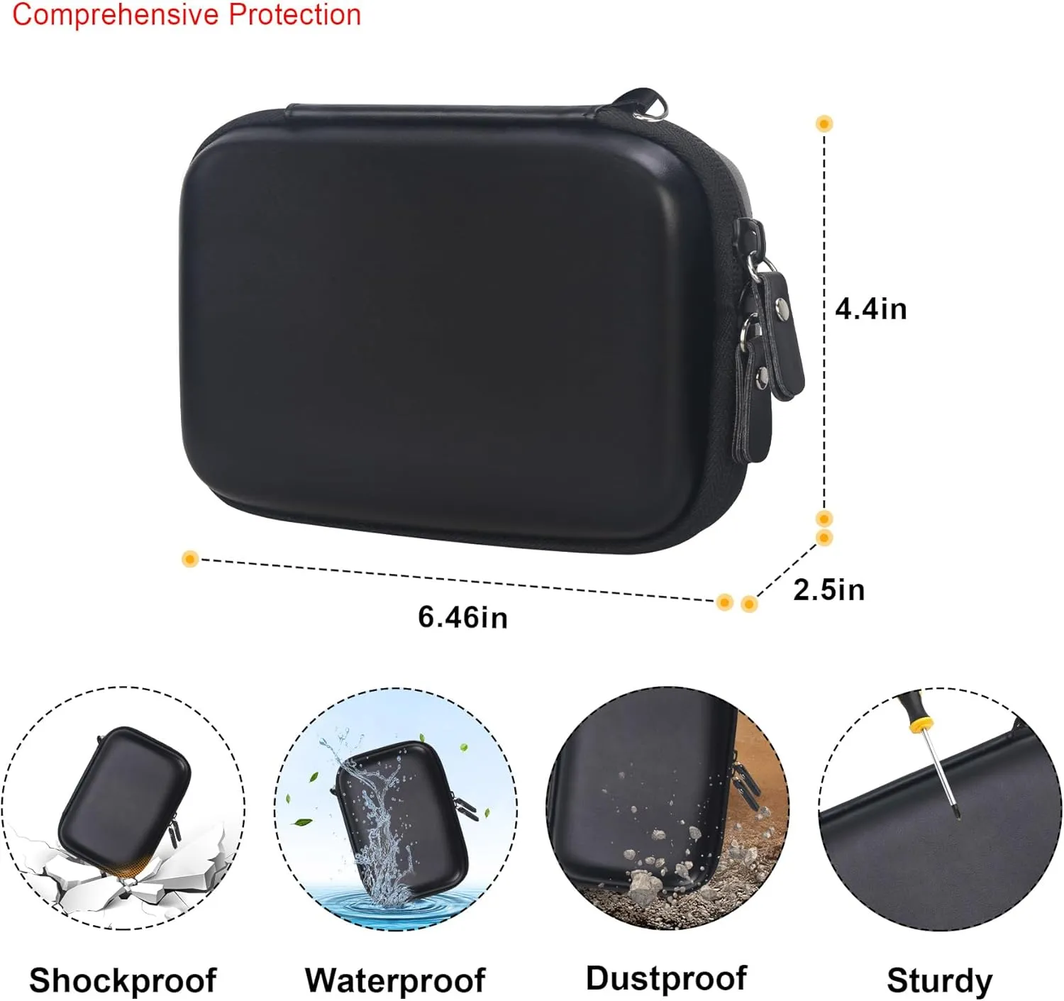 Elonbo Carrying Case for cudinham Thermal Mini Printer, Portable Inkless Sticker Maker Travel Bag, Wireless Bluetooth Label Printer Storage Holder, Mesh Pocket Fits printer paper Cable, Black