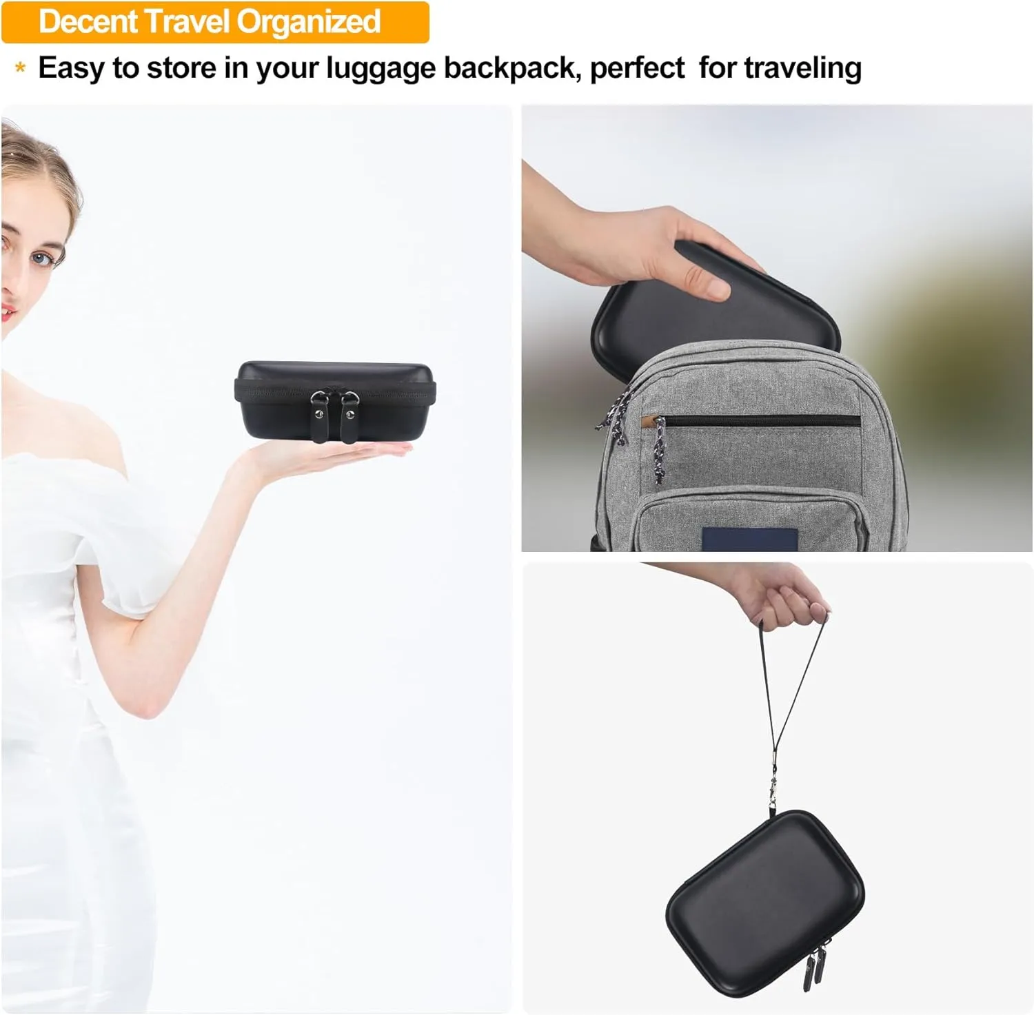 Elonbo Carrying Case for cudinham Thermal Mini Printer, Portable Inkless Sticker Maker Travel Bag, Wireless Bluetooth Label Printer Storage Holder, Mesh Pocket Fits printer paper Cable, Black