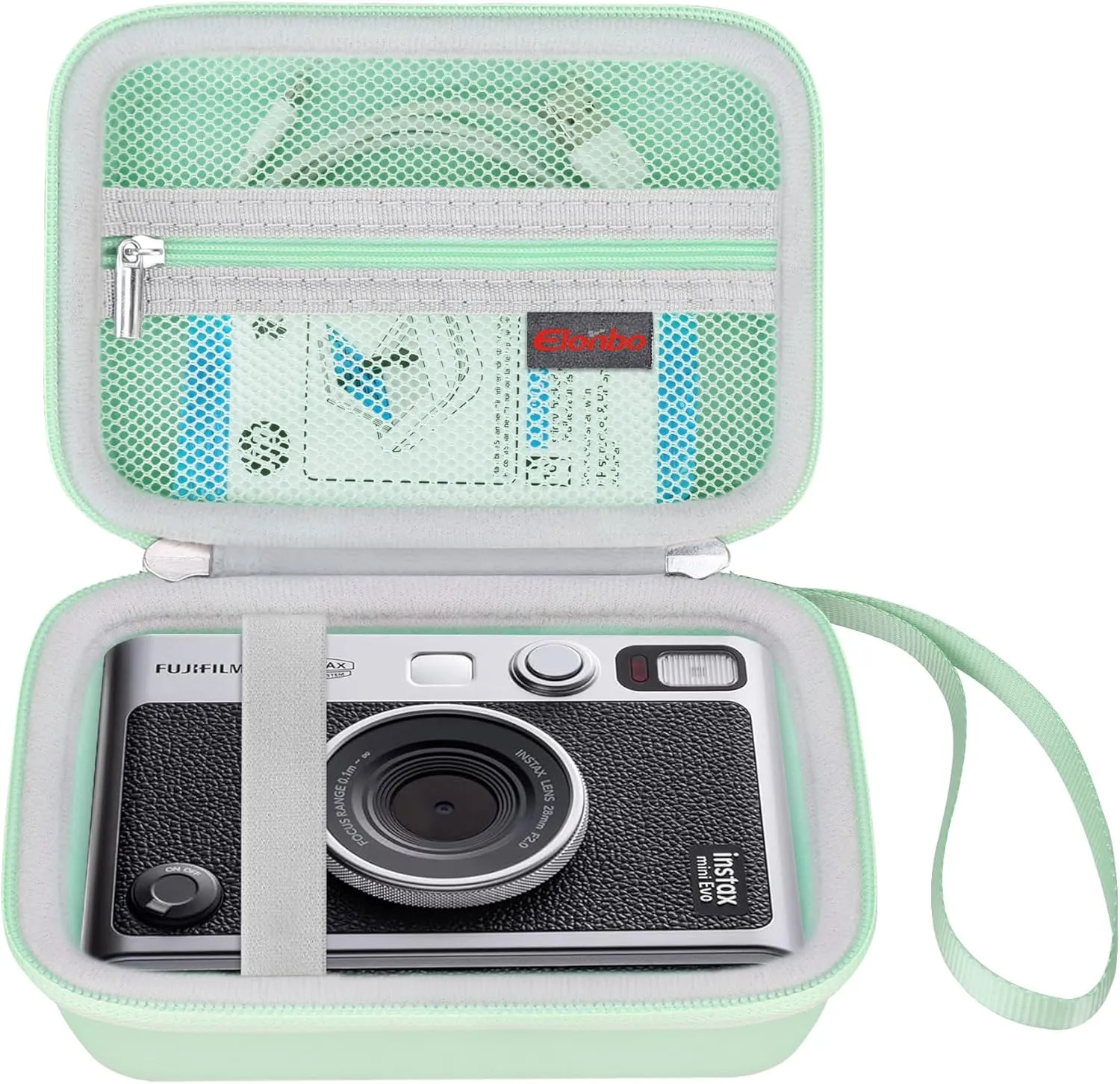 Elonbo Carrying Case for Fujifilm Instax Mini EVO Hybrid Instant Camera, Fujifilm Instax Mini EVO Camera Travel Protective Storage Holder, Portable Photo Printer Instant Print Camera Bag, Green Green