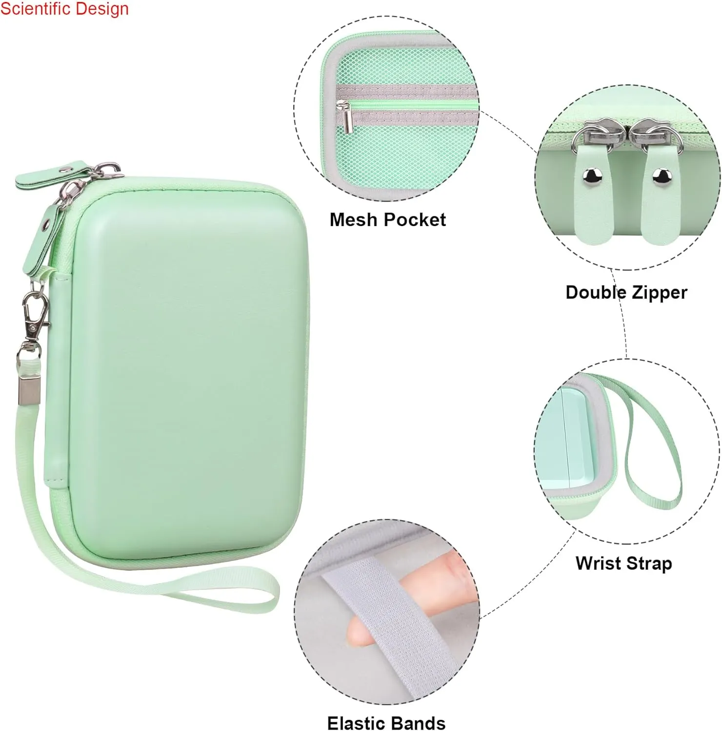 Elonbo Carrying Case for Fujifilm Instax Mini EVO Hybrid Instant Camera, Fujifilm Instax Mini EVO Camera Travel Protective Storage Holder, Portable Photo Printer Instant Print Camera Bag, Green Green