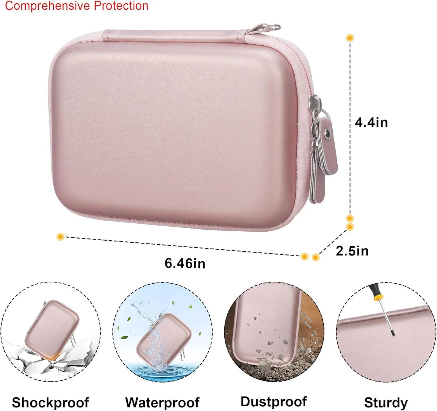 Elonbo Carrying Case for Fujifilm Instax Mini EVO Hybrid Instant Camera, Fujifilm Instax Mini EVO Camera Travel Protective Storage Holder, Portable Photo Printer Instant Print Camera Bag, Rose Gold