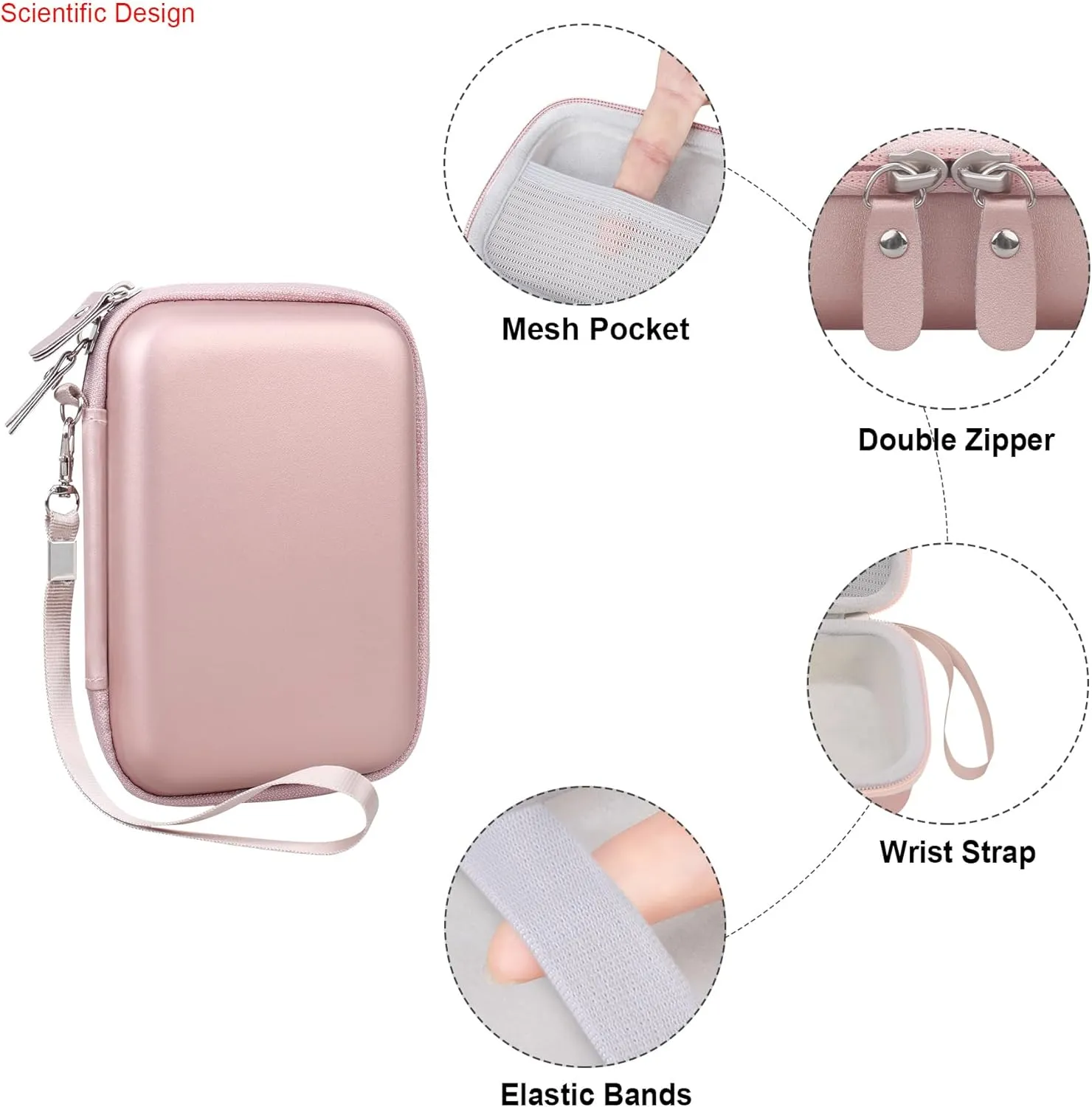 Elonbo Carrying Case for Fujifilm Instax Mini EVO Hybrid Instant Camera, Fujifilm Instax Mini EVO Camera Travel Protective Storage Holder, Portable Photo Printer Instant Print Camera Bag, Rose Gold