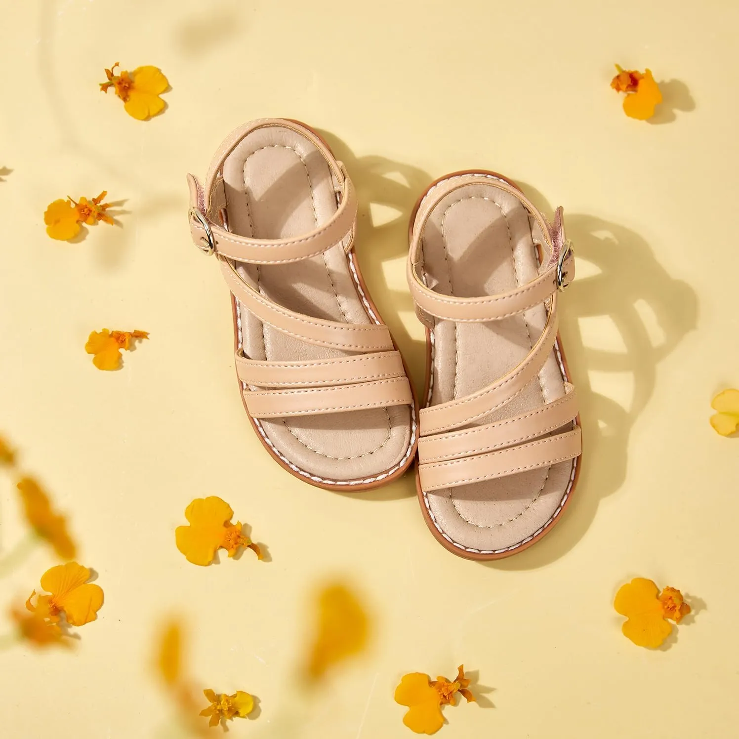 ESTINE Toddler/Little Kid Girls Dress Cross Strappy Open Toe Sandals Princess Flats Summer Flower Girl Shoes